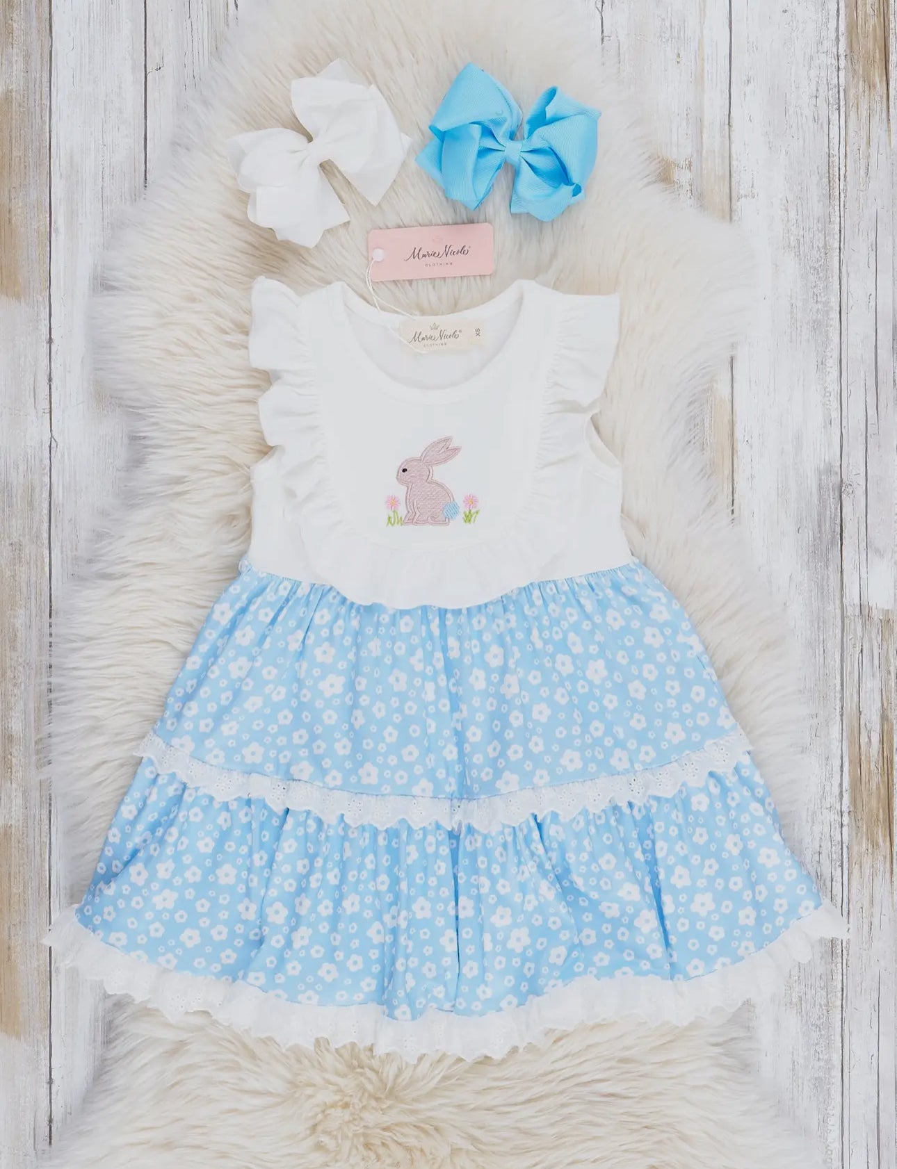 Blue Poppy Bunny Lace Ruffle Dress