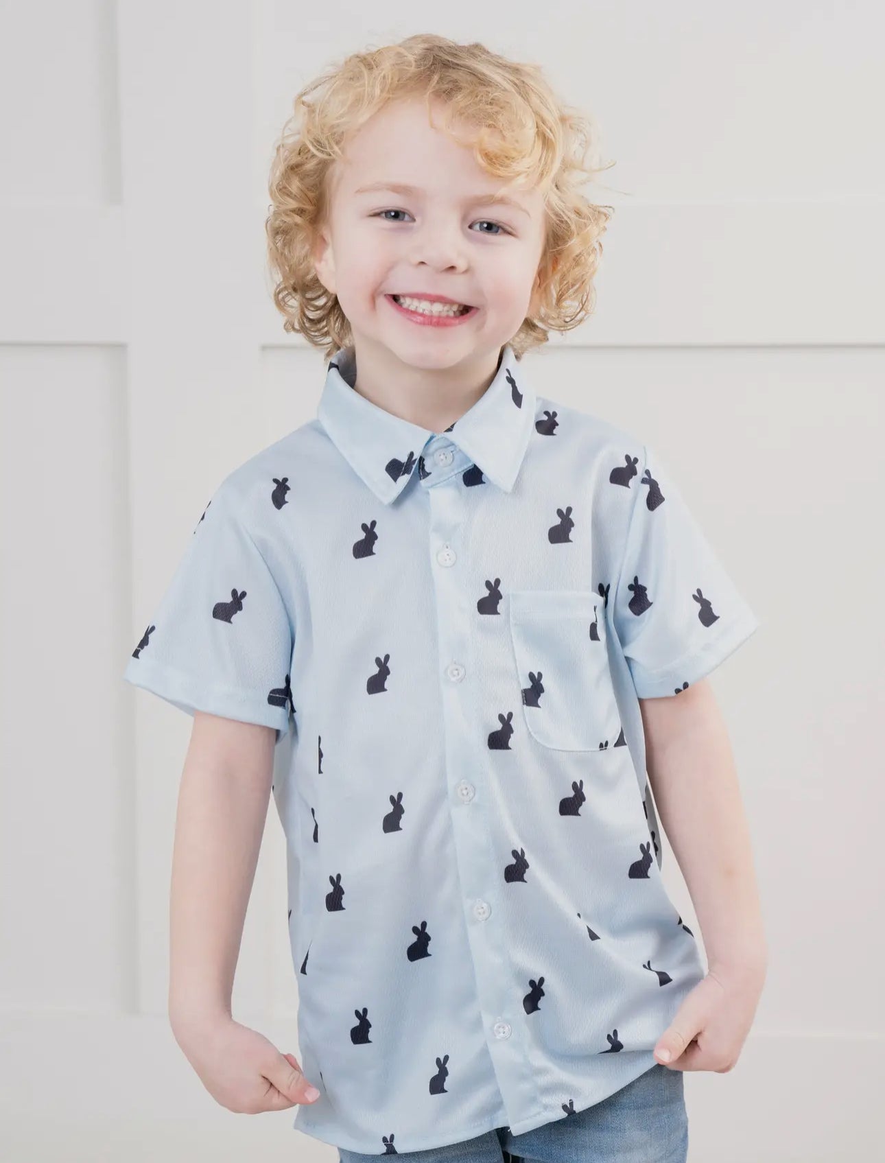 Light Blue Bunny Button Up Shirt