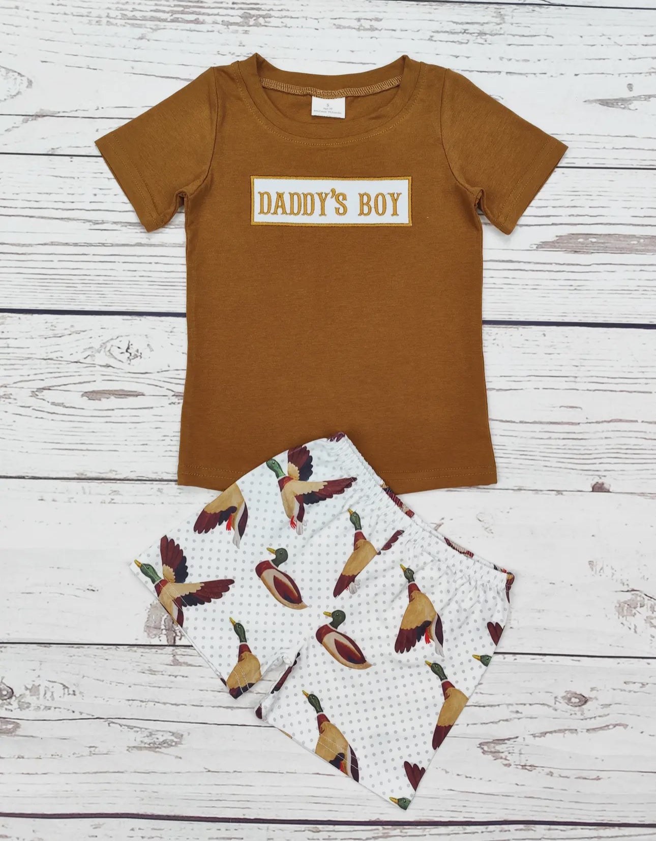 Daddy’s Boy Duck Applique Short Set
