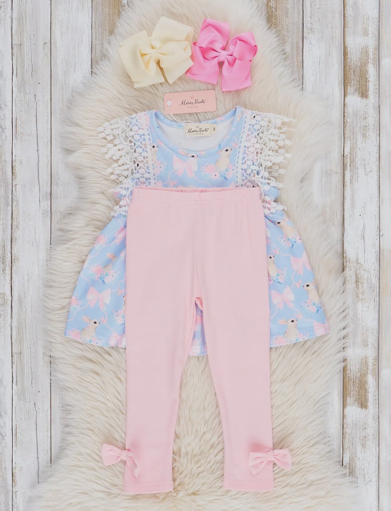 Cornflower Blue Bunnies and Bows Set