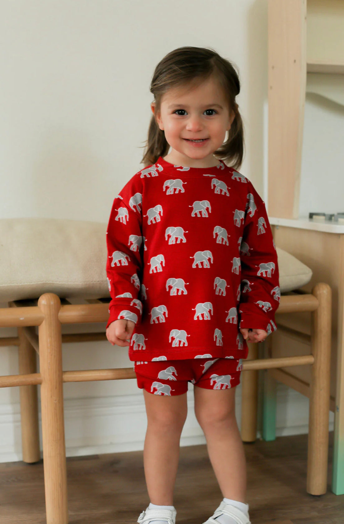 Crimson Elephant Bamboo Sweatshirt Set