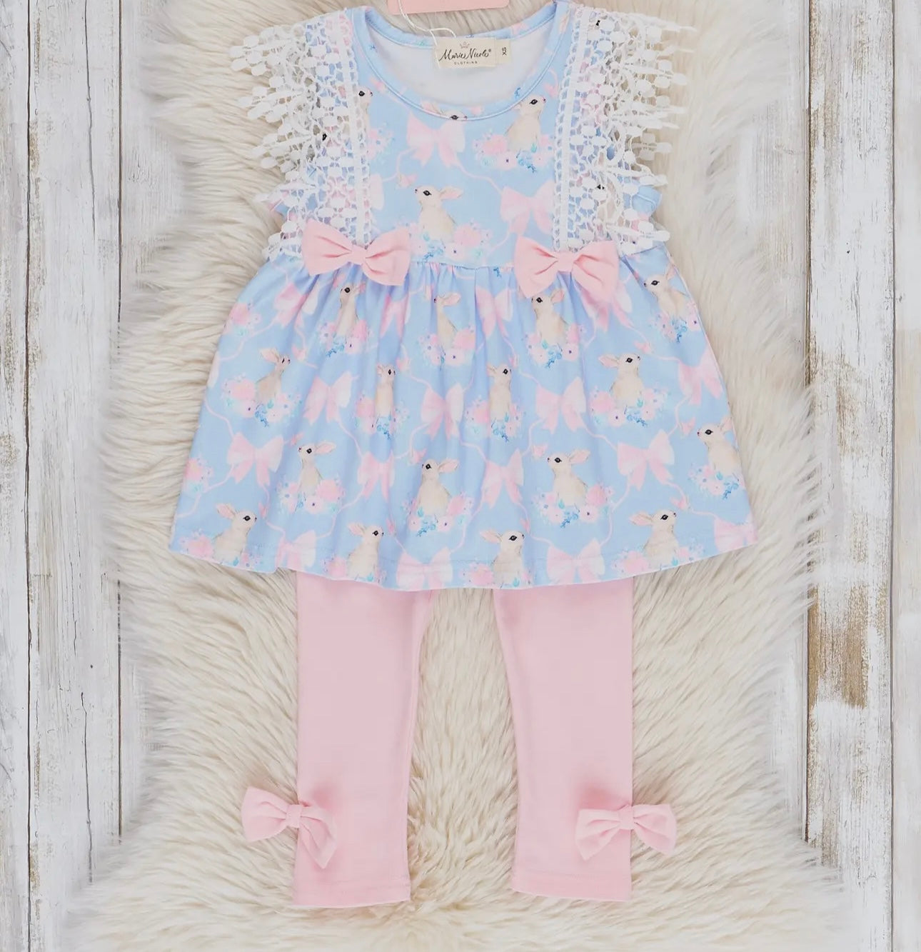 Cornflower Blue Bunnies and Bows Set