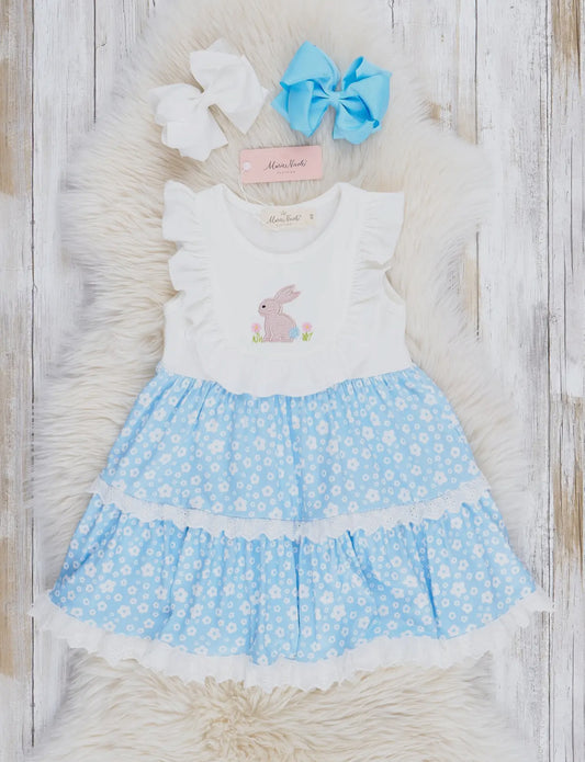 Blue Poppy Bunny Lace Ruffle Dress