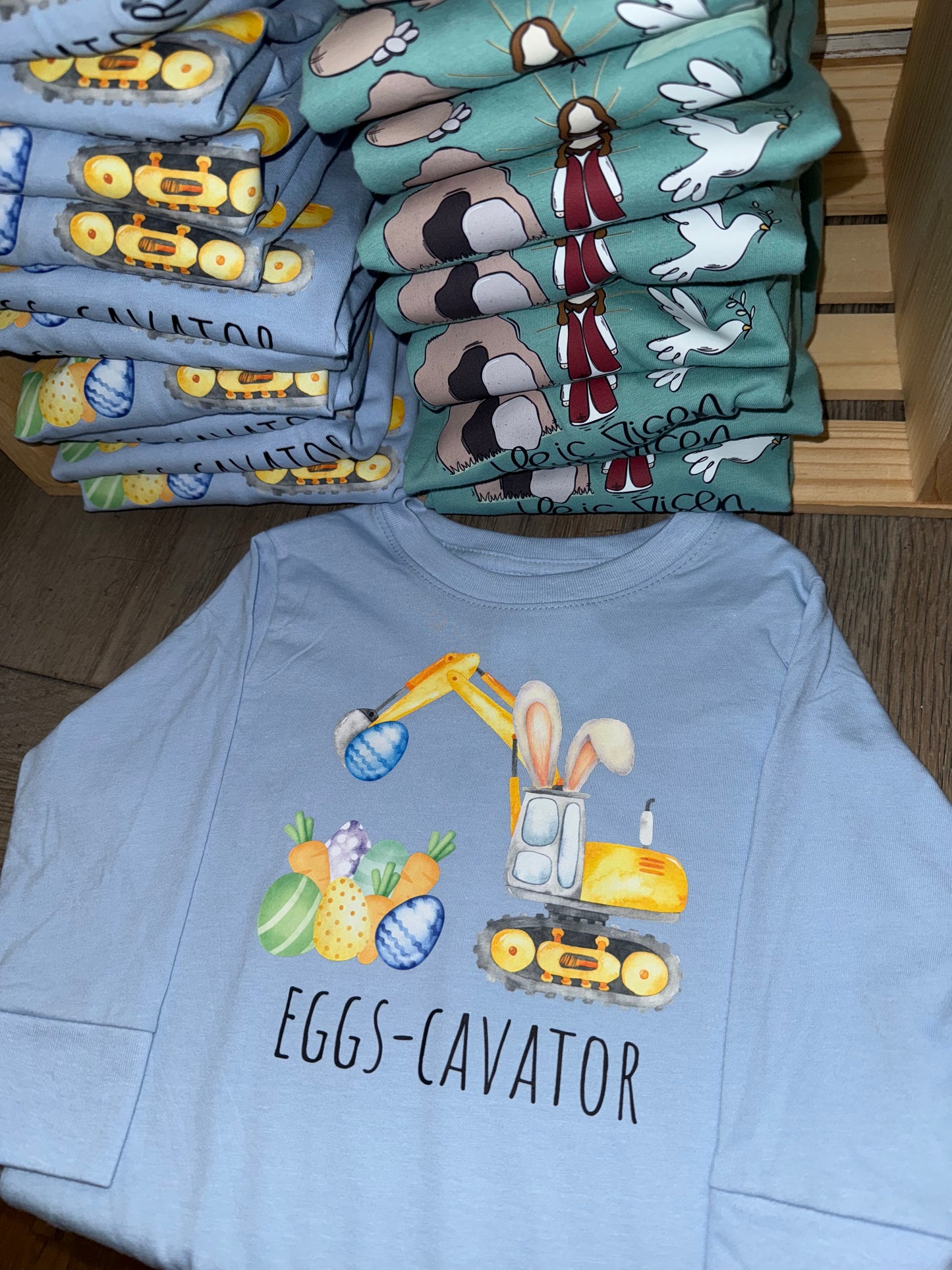 Eggs-Cavator Toddler Long Sleeve Shirt