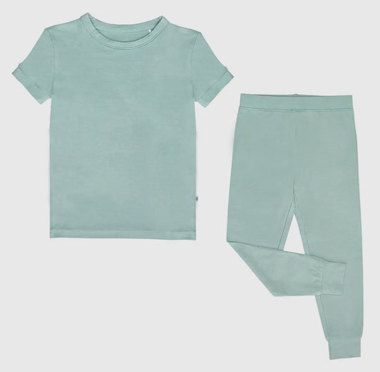 Blue Surf Solid Bamboo Kids Pajama Set
