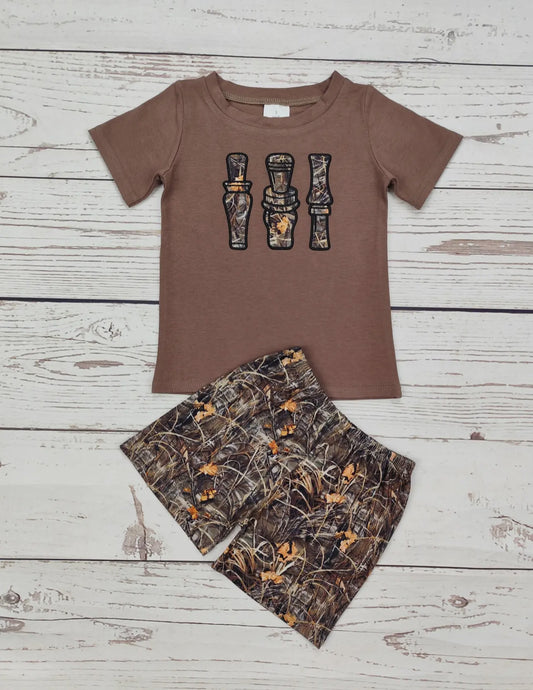 Camo Duck Call Applique Short Set