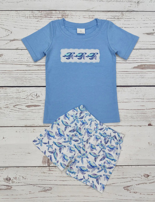 Turtle Applique Short Set
