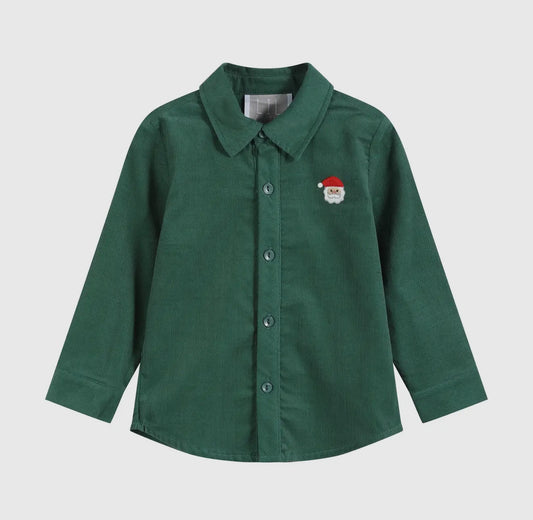 Green Corduroy Santa Dress Shirt