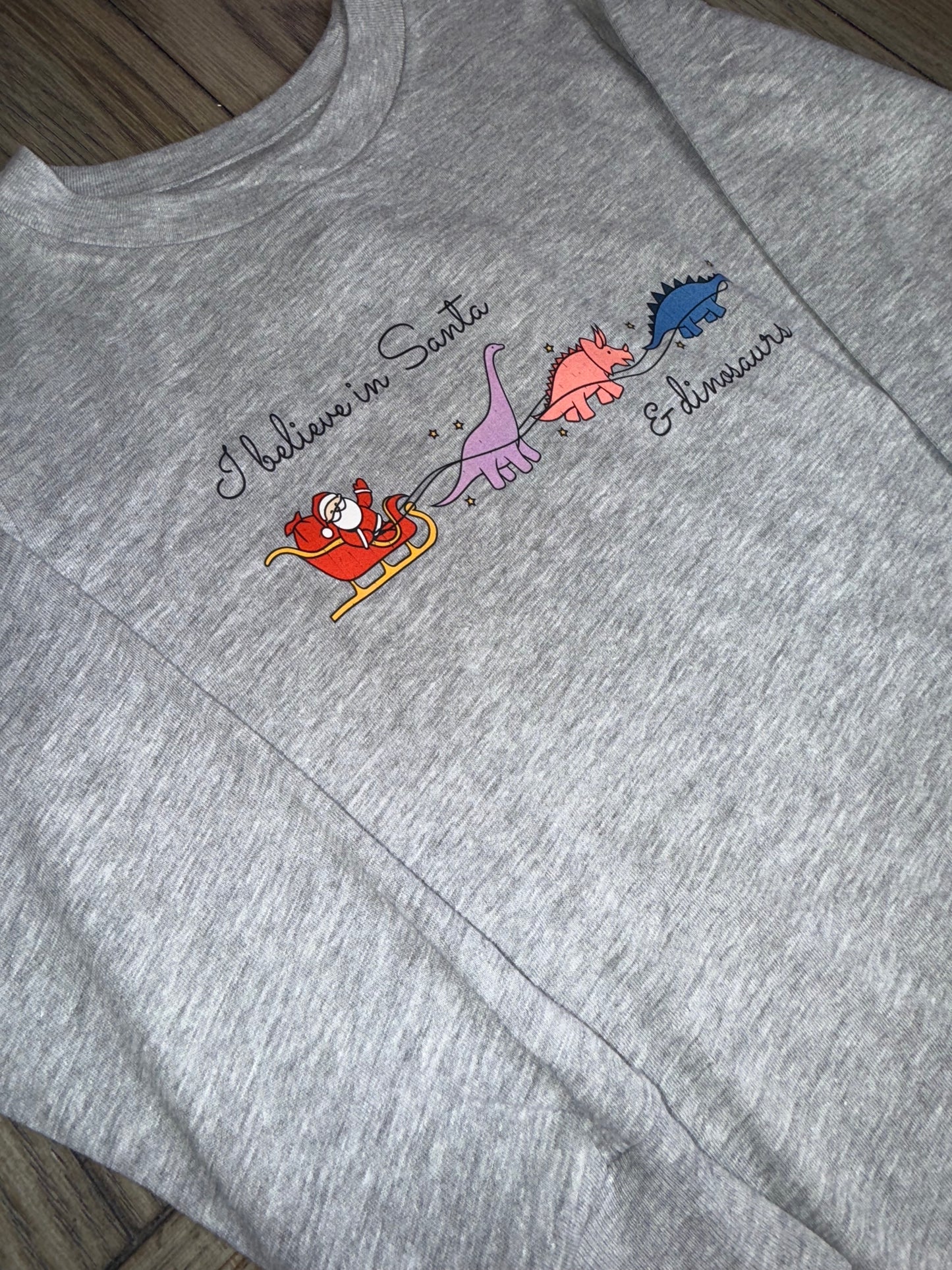 I Believe in Santa and Dinosaurs Long Sleeve Shirt