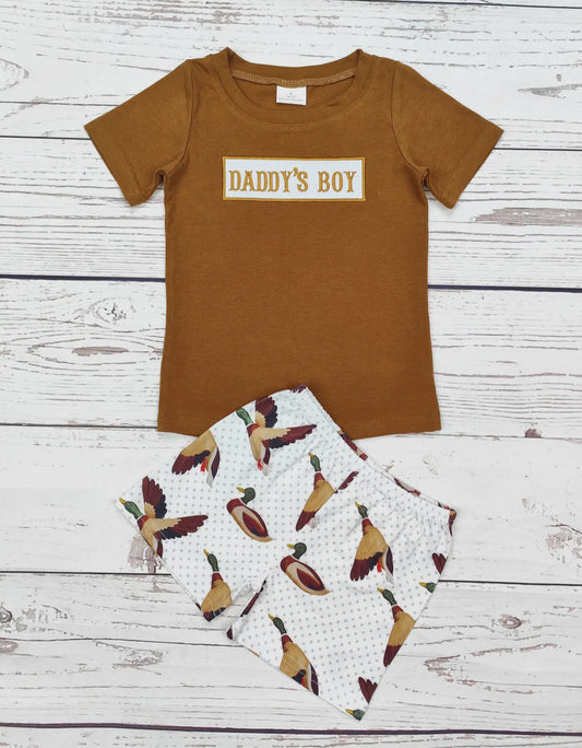 Daddy’s Boy Duck Applique Short Set