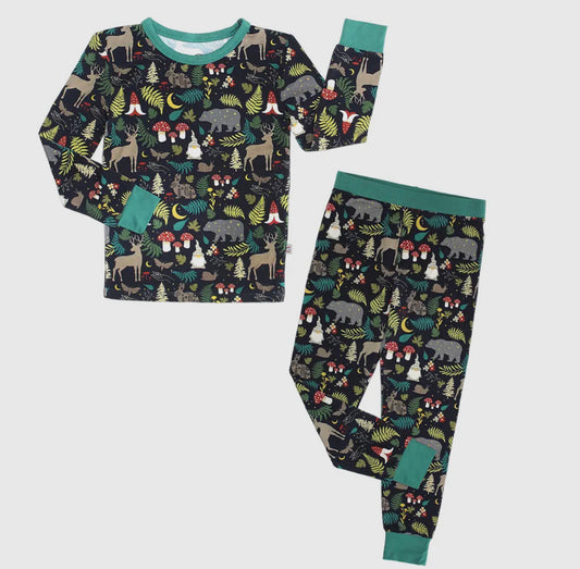 Night Forest Bamboo Long Sleeve Kids Pajama Set