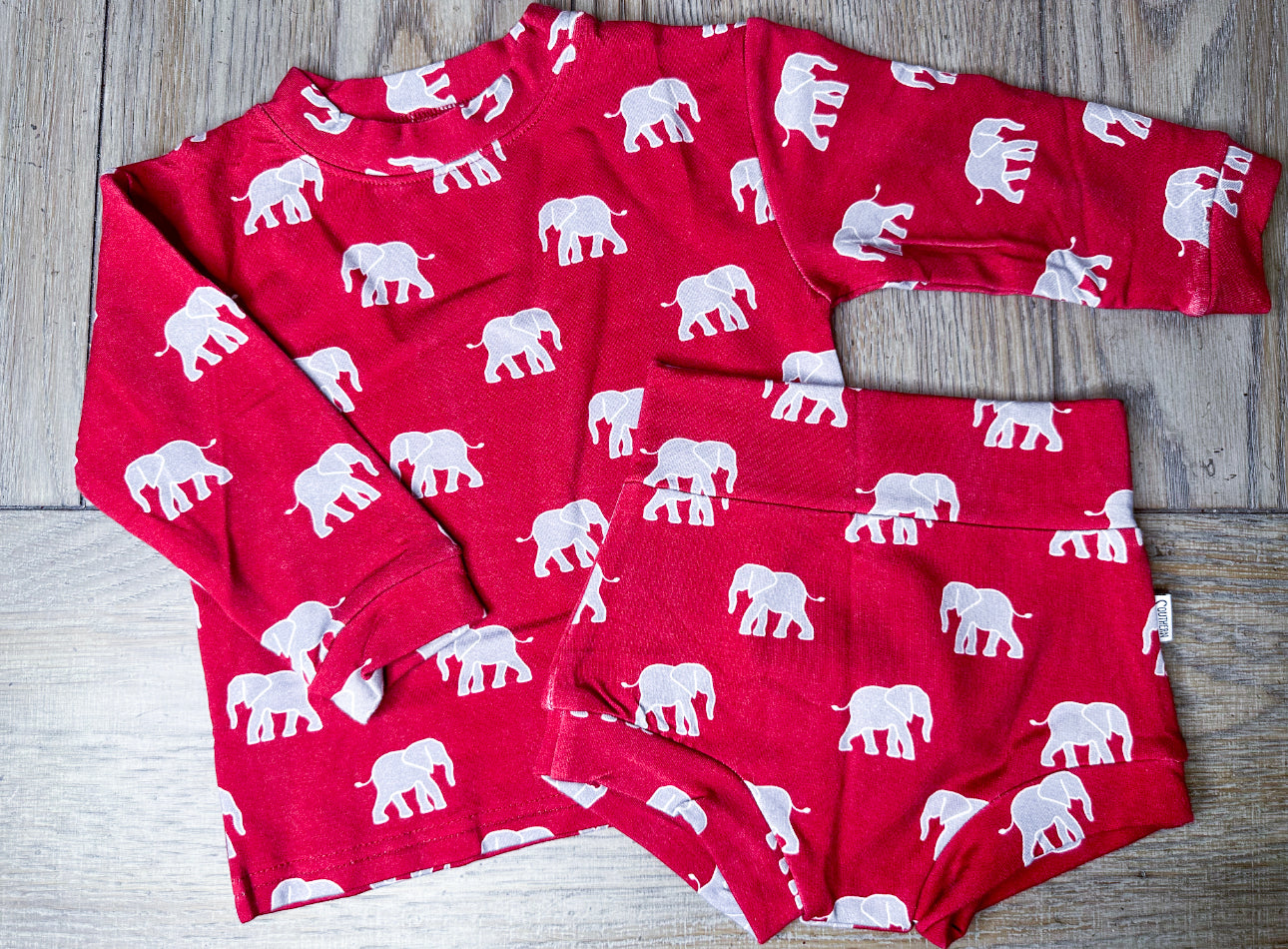 Crimson Elephant Bamboo Sweatshirt Set