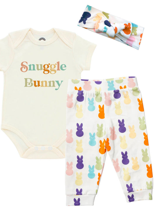 Snuggle Bunny Easter Peeps Cotton Baby Onesie Set