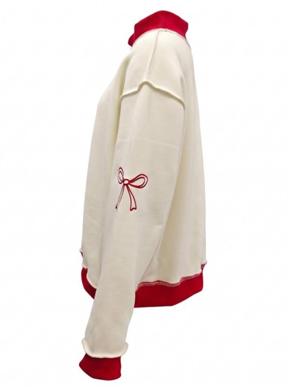 Merry Everything|Ribbon Mock-Neck Sweatshirt