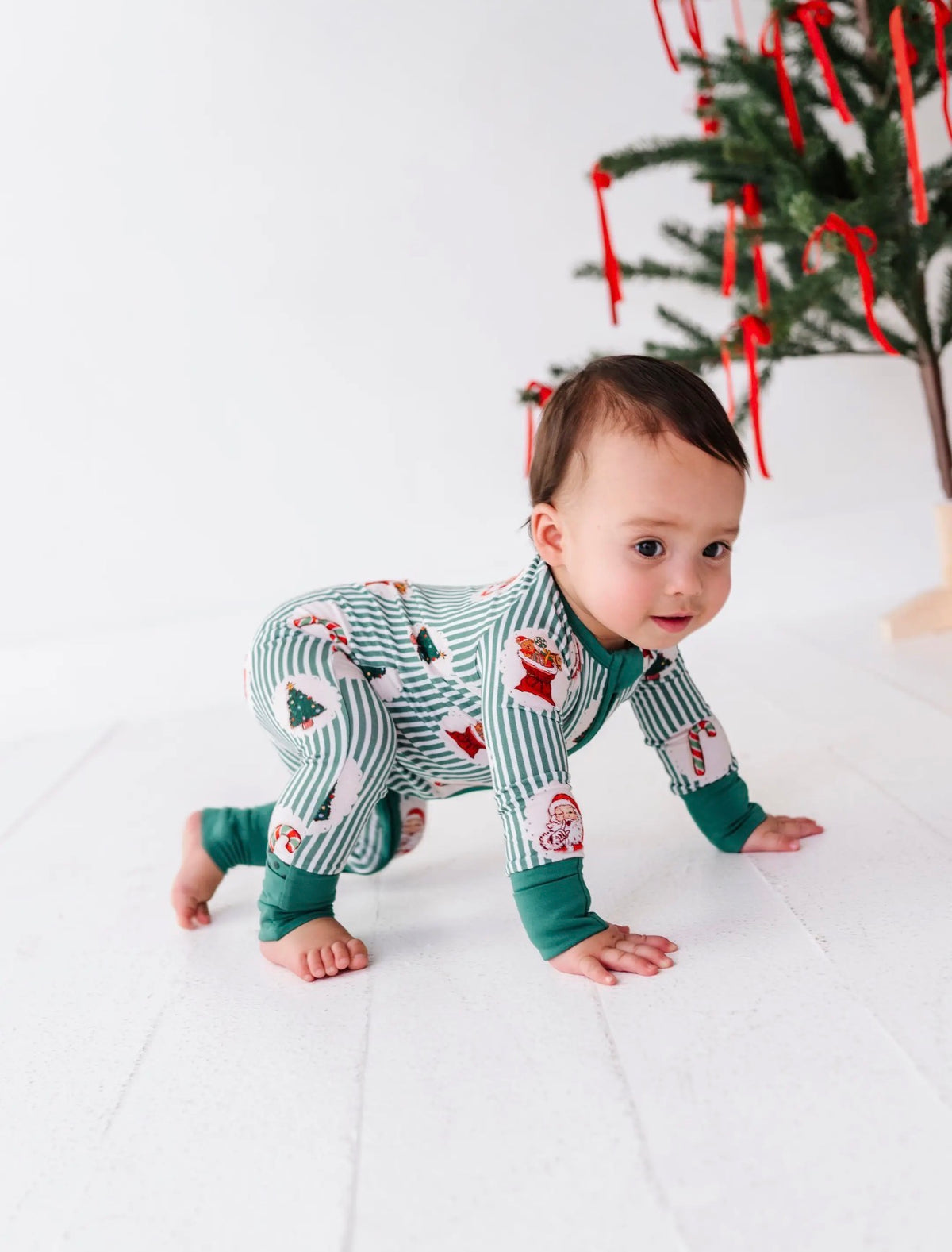 Christmas Classic Stripe Footie PJs