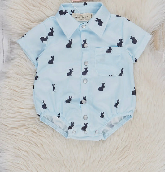 Light Blue Bunnies Button-Up Bubble