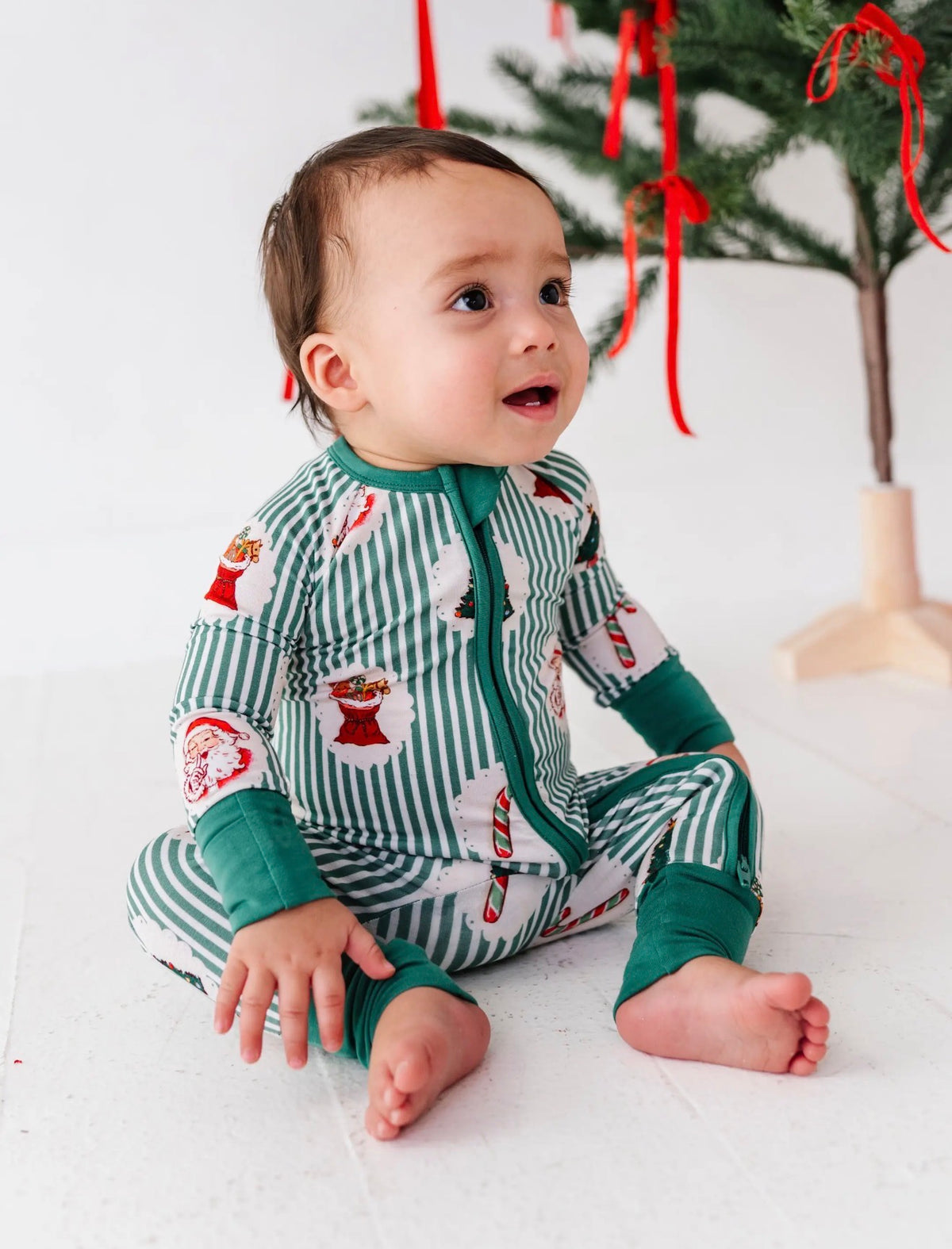 Christmas Classic Stripe Footie PJs