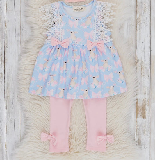 Cornflower Blue Bunnies and Bows Set