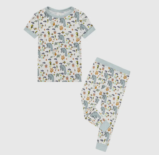 Manatee Short Sleeve Bamboo Toddler Pajama Set