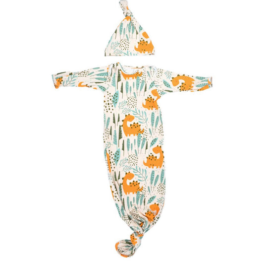 Dinosaur Knotter Gown and Hat Set