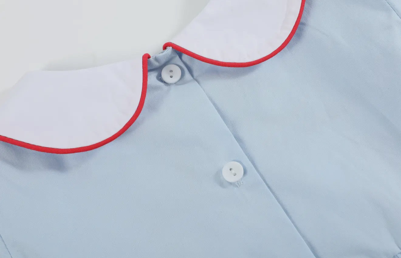 Light Blue Santa Smocked Dress