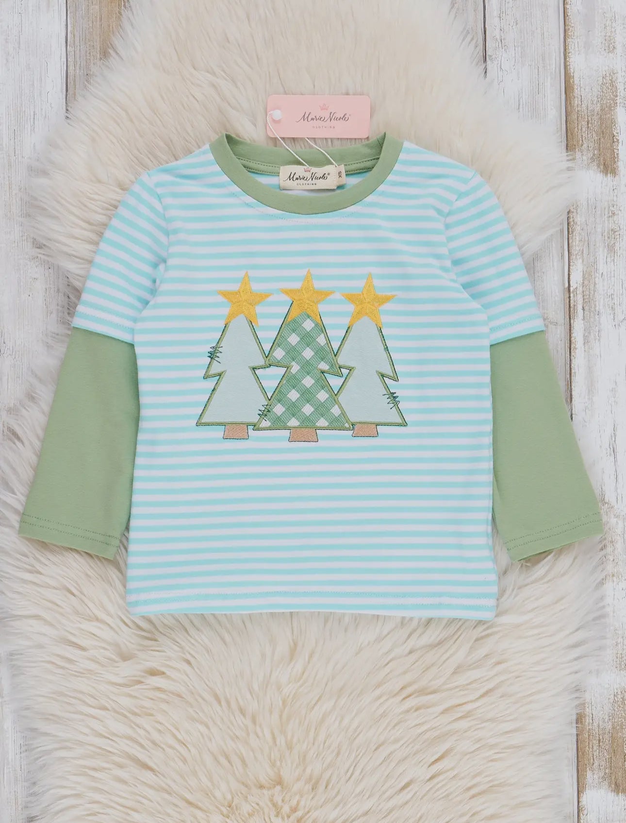 Christmas Tree Shirt-Olive and Blue